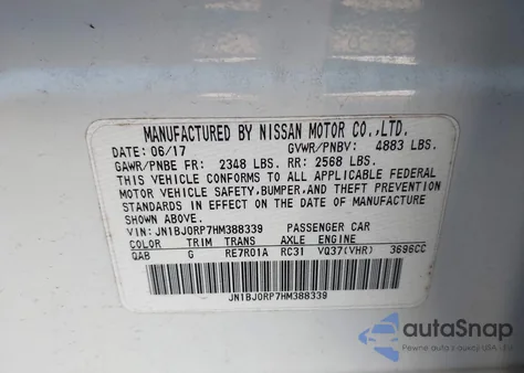 2017 Infiniti Qx50 from USA, damaged, VIN JN1BJ0RP7HM388339